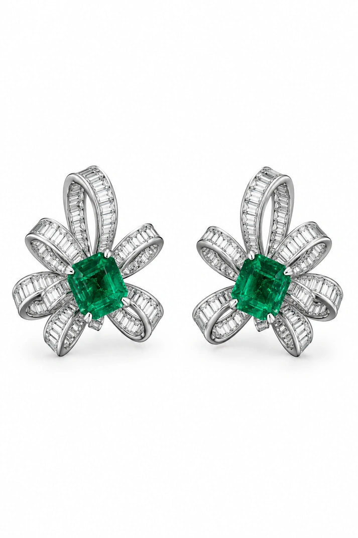 Reeva Emerald Bloom Stud Earrings