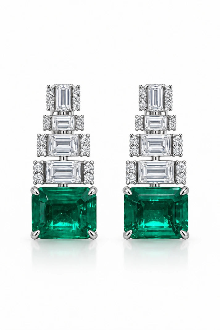 Reeva Emerald Luxe Geometric Drop Earrings