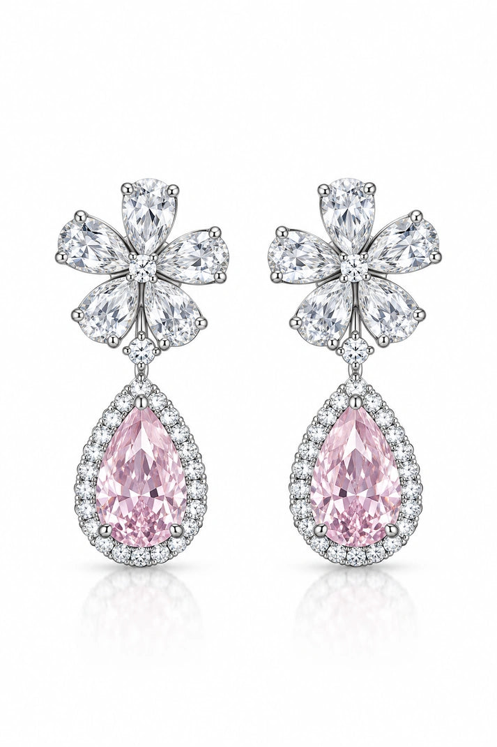 Reeva Pink Blossom Teardrop Earrings