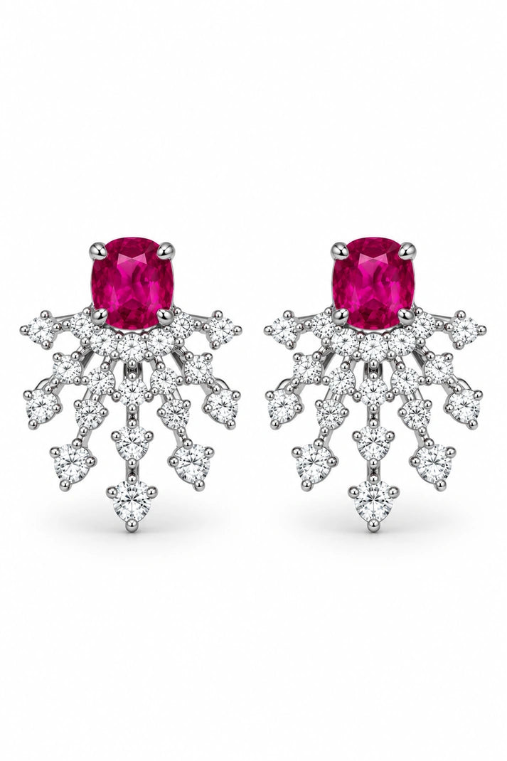 Reeva Ruby Crystal Cascade Earrings