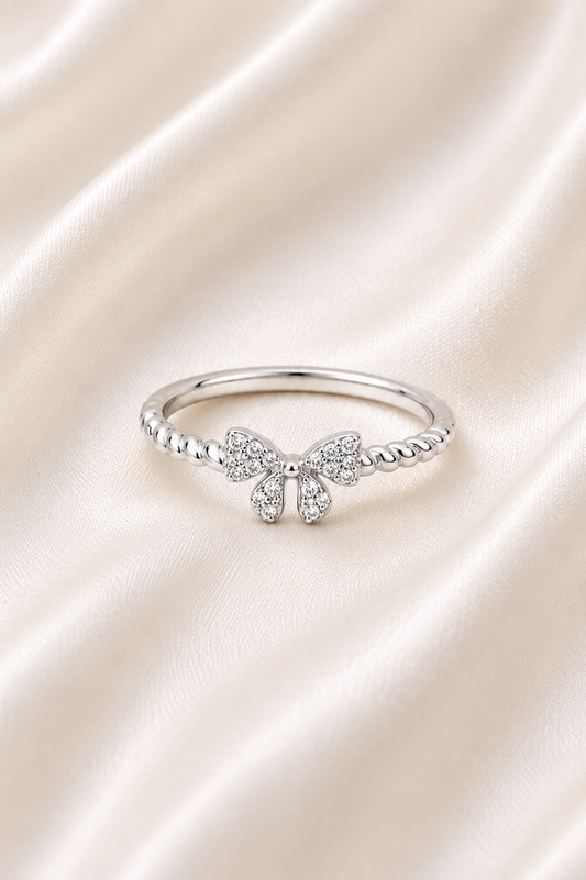 Reeva Sparkling Bow Ring-925 Sterling Silver