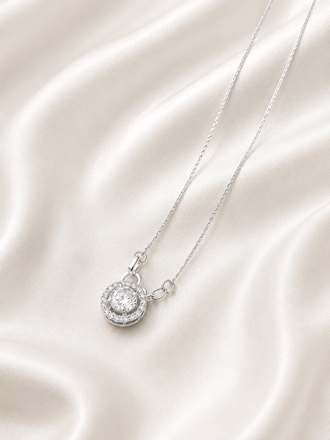 Reeva Halo Grace Necklace-925 Sterling Silver