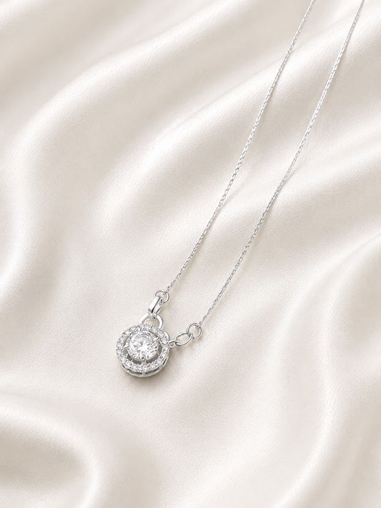Reeva Halo Grace Necklace-925 Sterling Silver