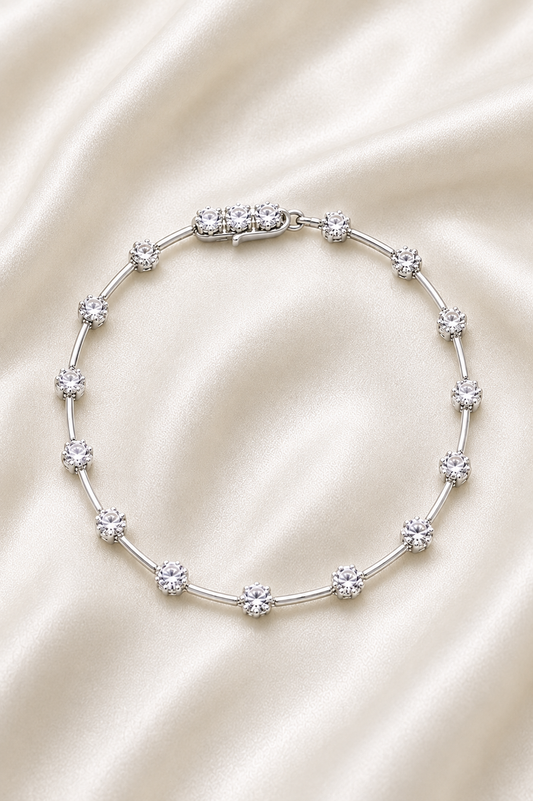 Classic Bezel Station Bracelet – 925 Sterling Silver