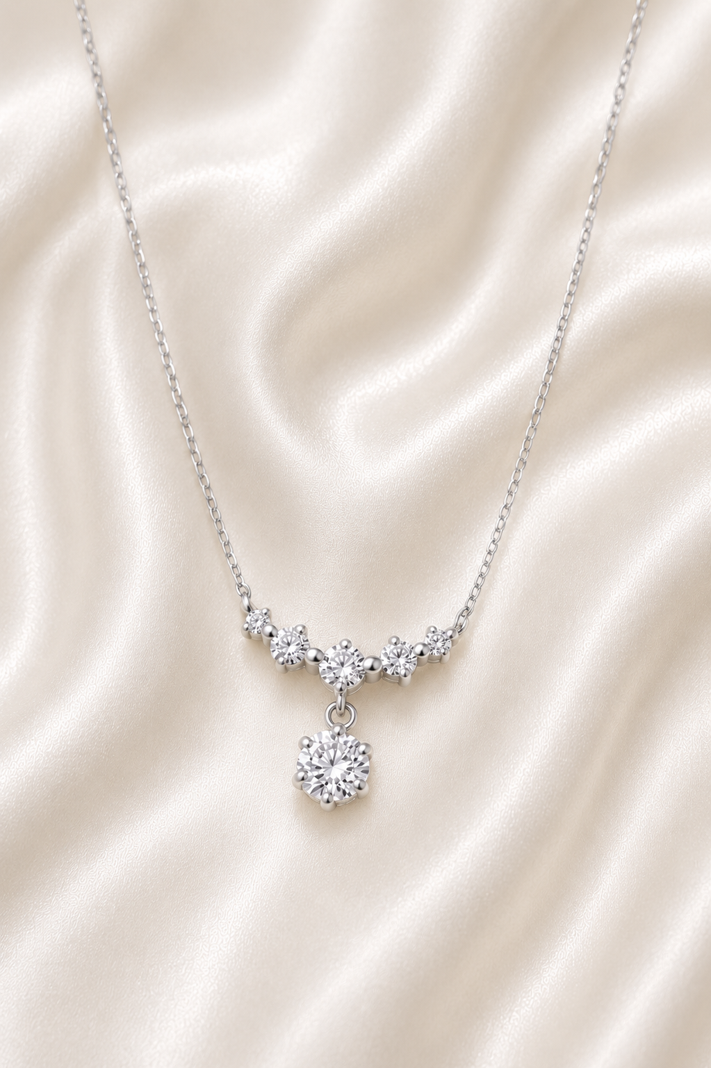 Reeva Solitaire Grace Pendant Necklace-925 Sterling Silver