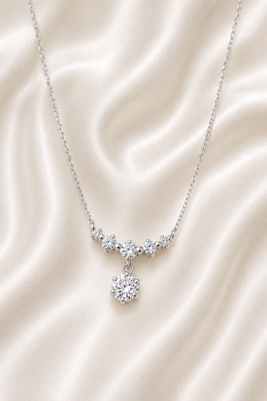 Reeva Solitaire Grace Pendant Necklace-925 Sterling Silver