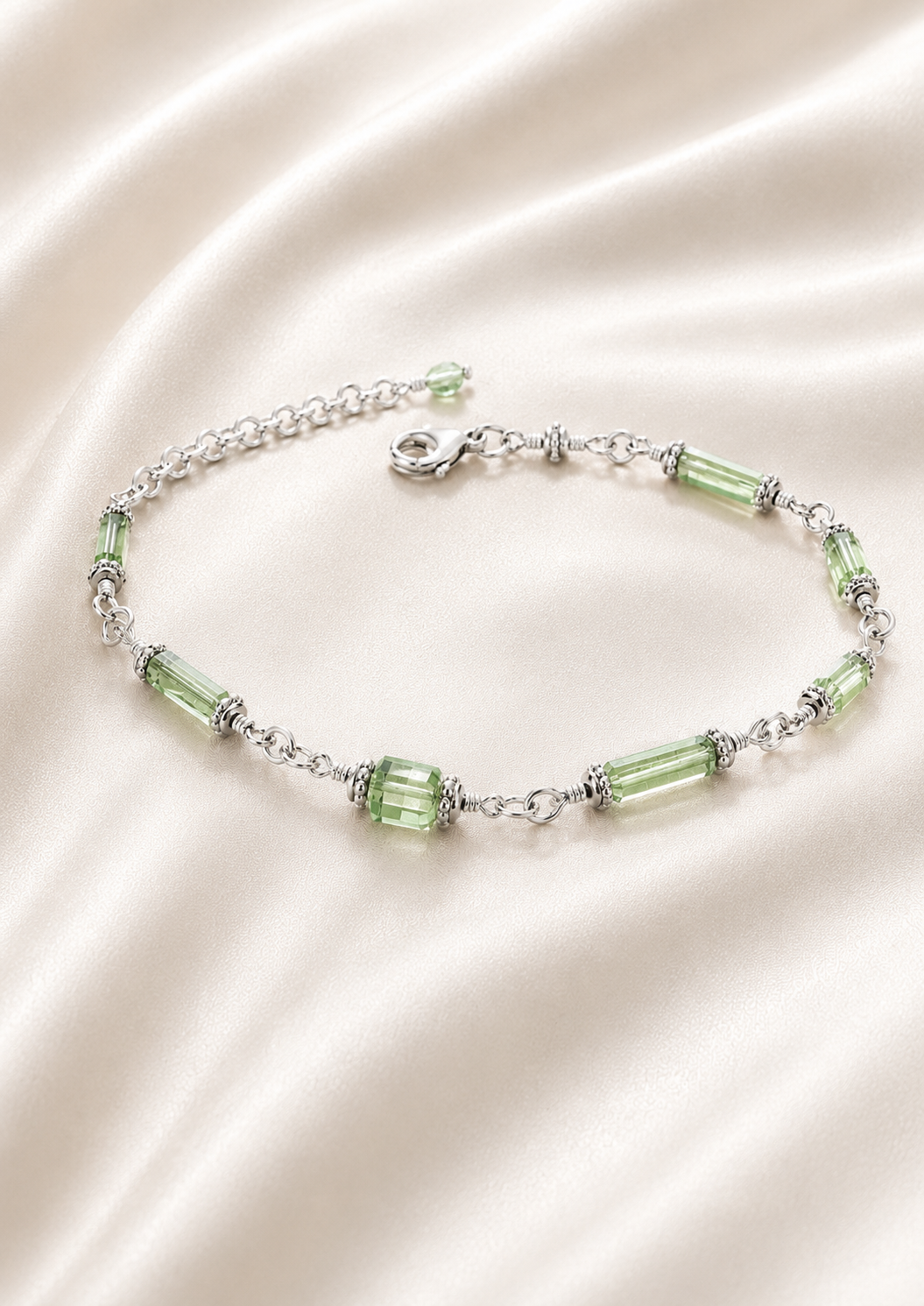 Reeva Mint Crystal Silver Bracelet– 925 Sterling Silver
