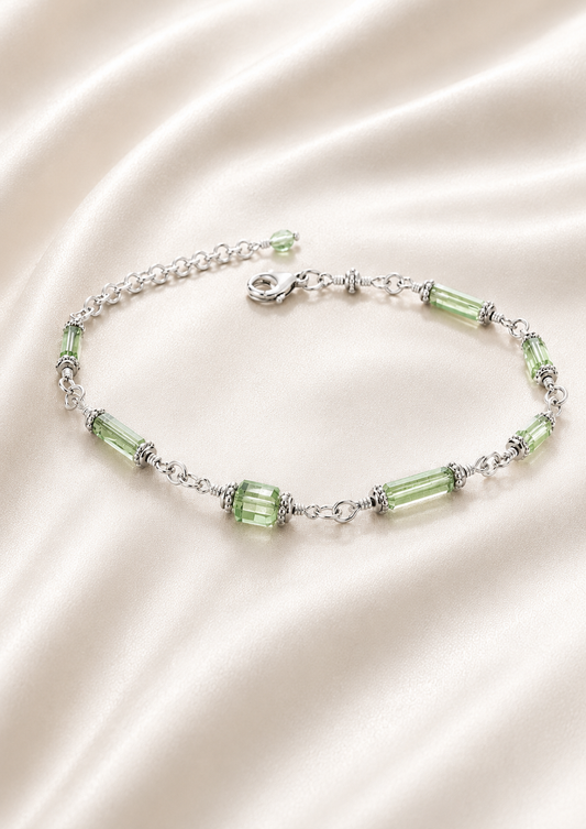 Reeva Mint Crystal Silver Bracelet– 925 Sterling Silver