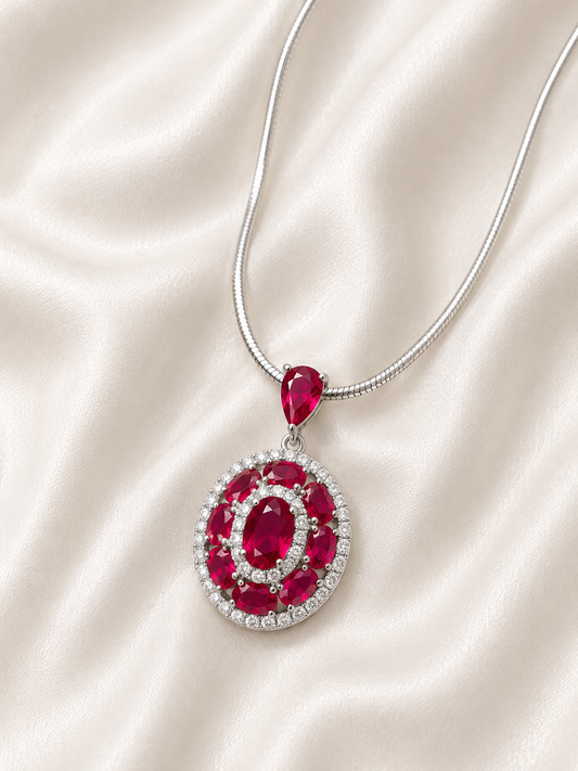 Reeva Ruby Halo Glow-925 Sterling Silver