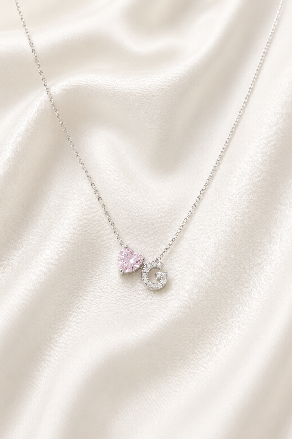 Reeva Personalized Initial  Heart Necklace – 925 Sterling Silver