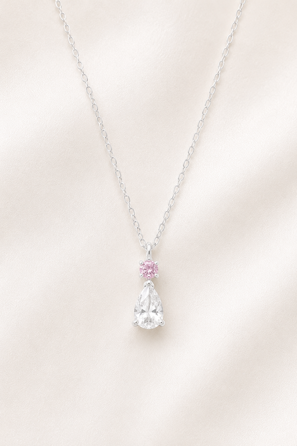 Reeva Blush Teardrop Necklace-925 Sterling Silver