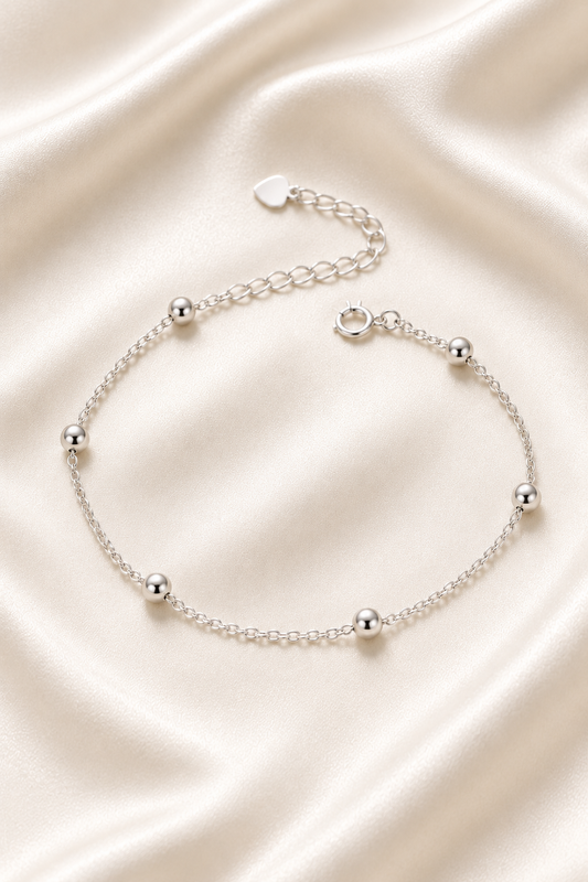 Reeva Silver Bead Chain Bracelet – 925 Sterling Silver