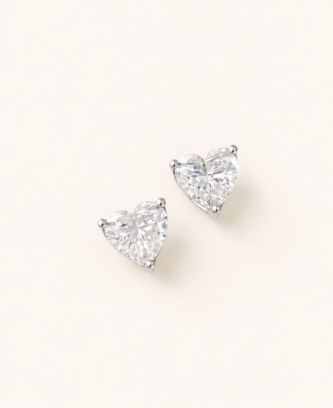 Crystal Heart Stud Earrings – 925 Sterling Silver