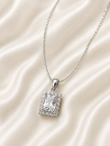 Reeva Star Halo Square Pendant-925 Sterling Silver