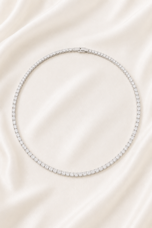 Reeva Eternal Spark Tennis Necklace-925 Sterling Silver