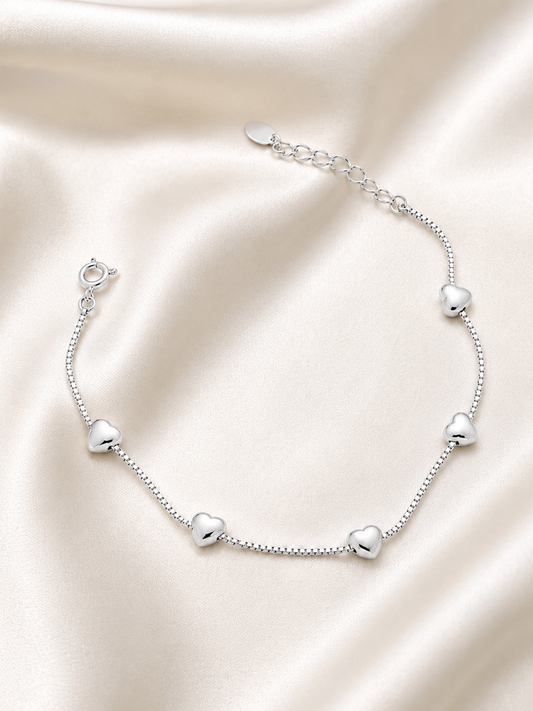 Reeva Sweetheart Charm Silver Bracelet-925 Sterling Silver