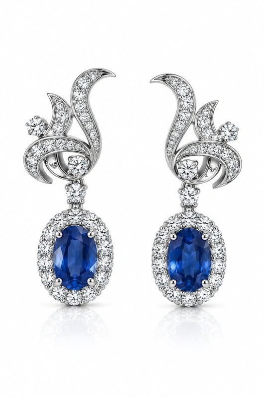 Reeva Sapphire Crescent Drop Earrings