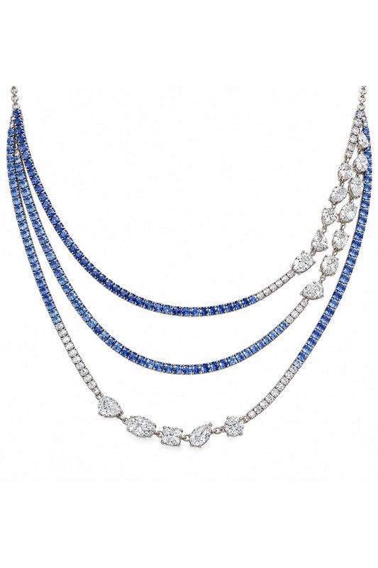 Reeva Sapphire Blue Triple-Layer Necklace