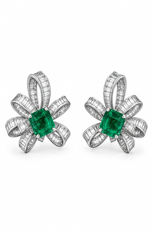 Reeva Emerald Bloom Stud Earrings
