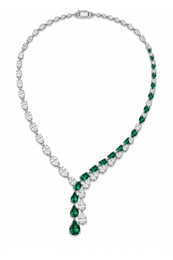 Reeva Emerald Teardrop Lariat Necklace