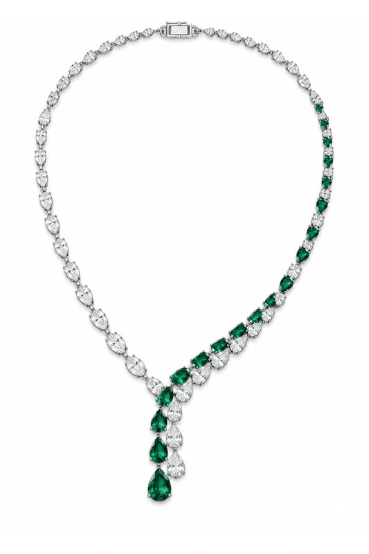 Reeva Emerald Teardrop Lariat Necklace