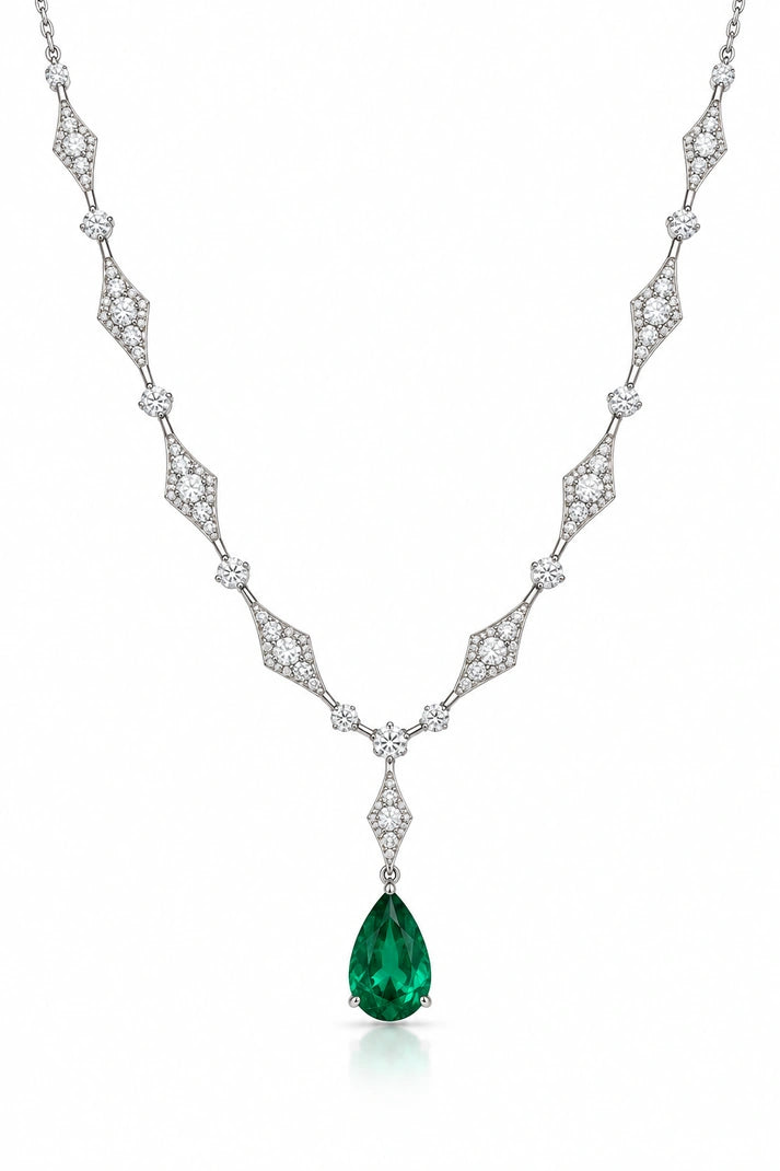 Reeva Emerald Solitaire Elegance Necklace