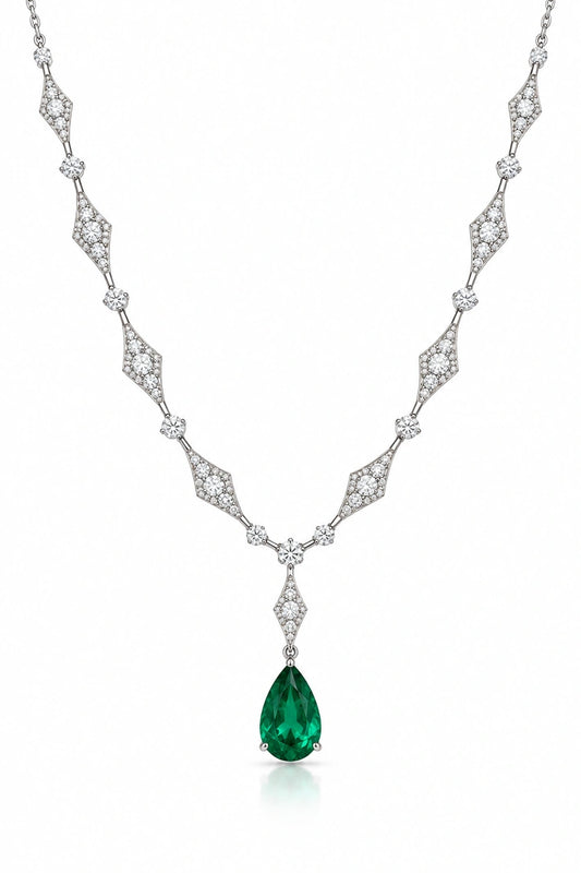 Reeva Emerald Solitaire Elegance Necklace
