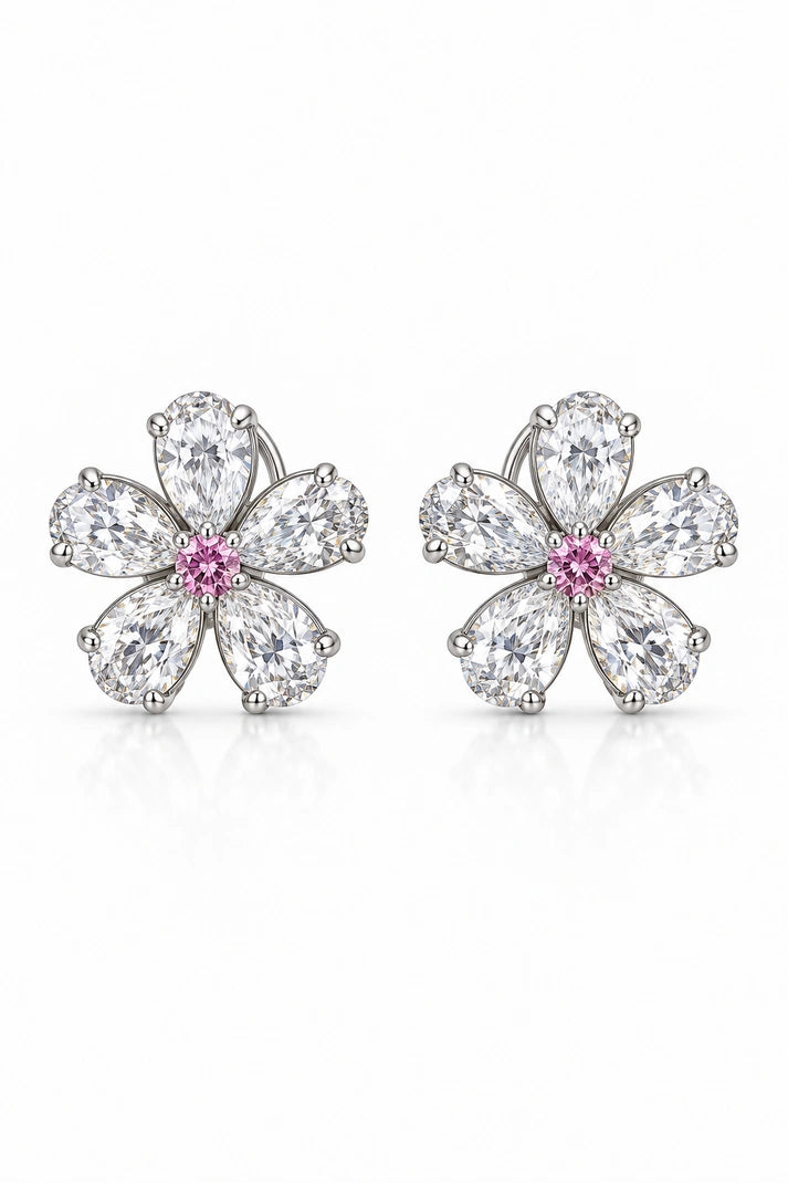 Reeva Pink Blossom Crystal Stud Earrings