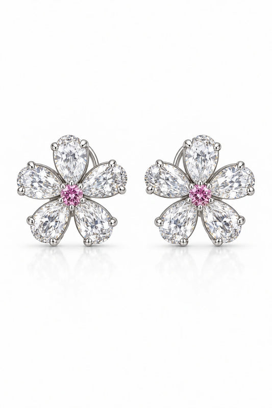 Reeva Pink Blossom Crystal Stud Earrings