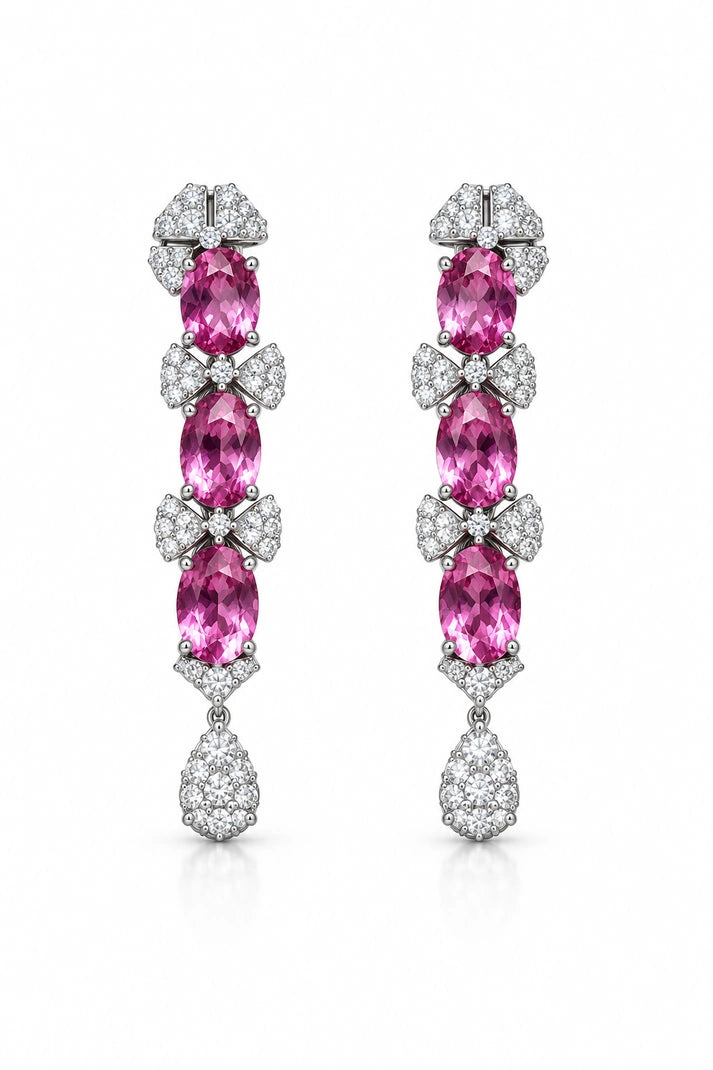 Reeva Pink Bow Cascade Earrings