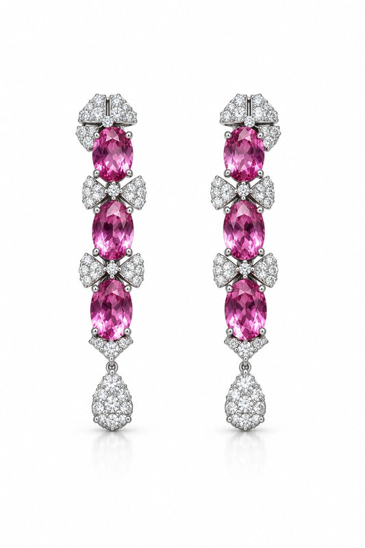 Reeva Pink Bow Cascade Earrings