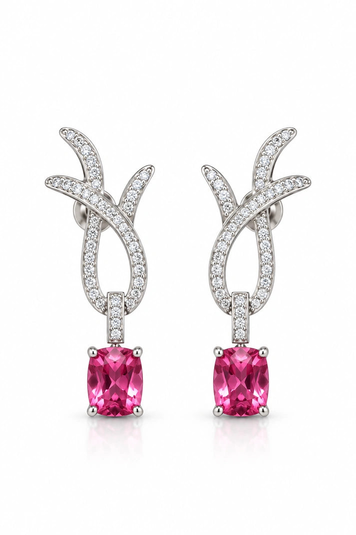 Reeva Pink Crossover Elegance Drop Earrings