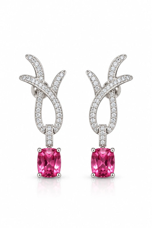 Reeva Pink Crossover Elegance Drop Earrings