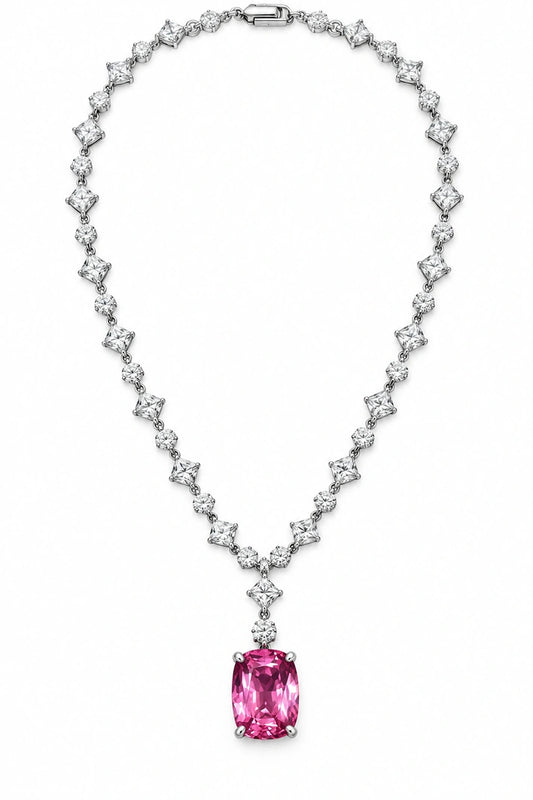 Reeva Pink Cushion Radiance Necklace