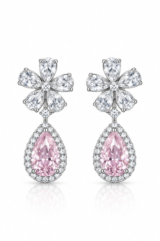 Reeva Pink Blossom Teardrop Earrings
