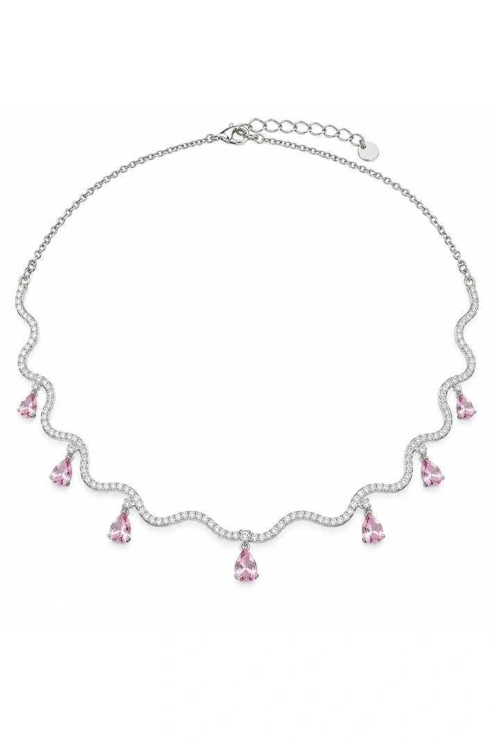 Reeva Pink Teardrop Cascade Necklace