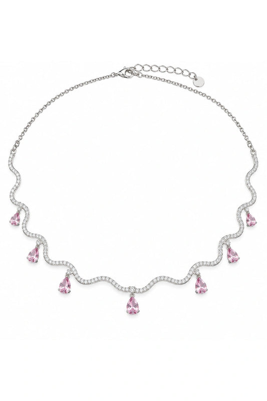 Reeva Pink Teardrop Cascade Necklace