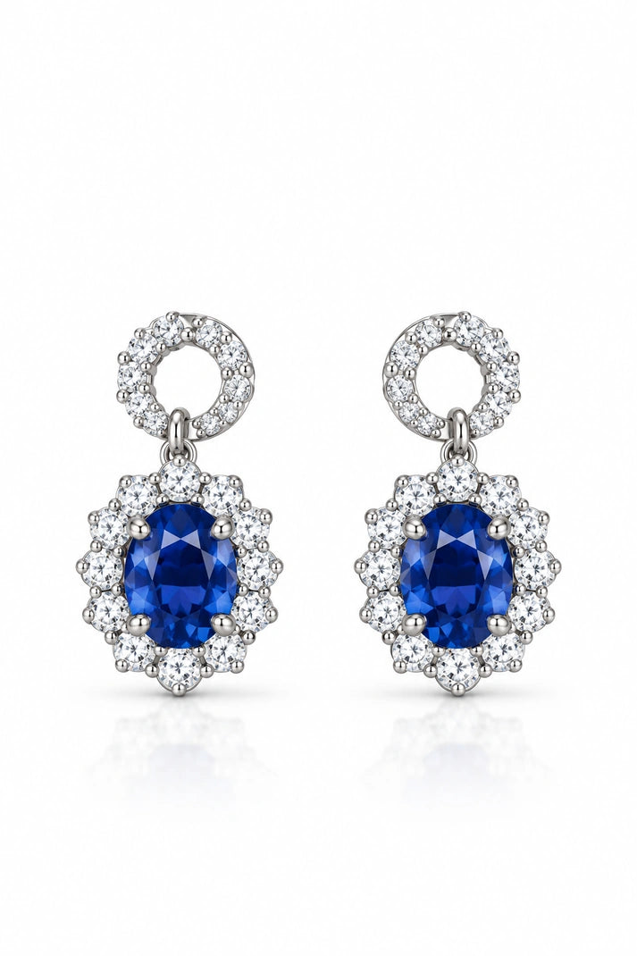 Reeva Sapphire Blossom Halo Earrings