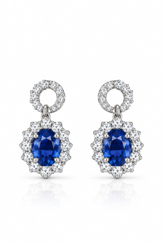 Reeva Sapphire Blossom Halo Earrings