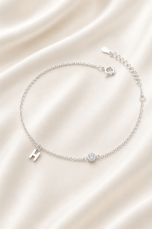 Reeva Personalized Initial Charm Bracelet – 925 Sterling Silver