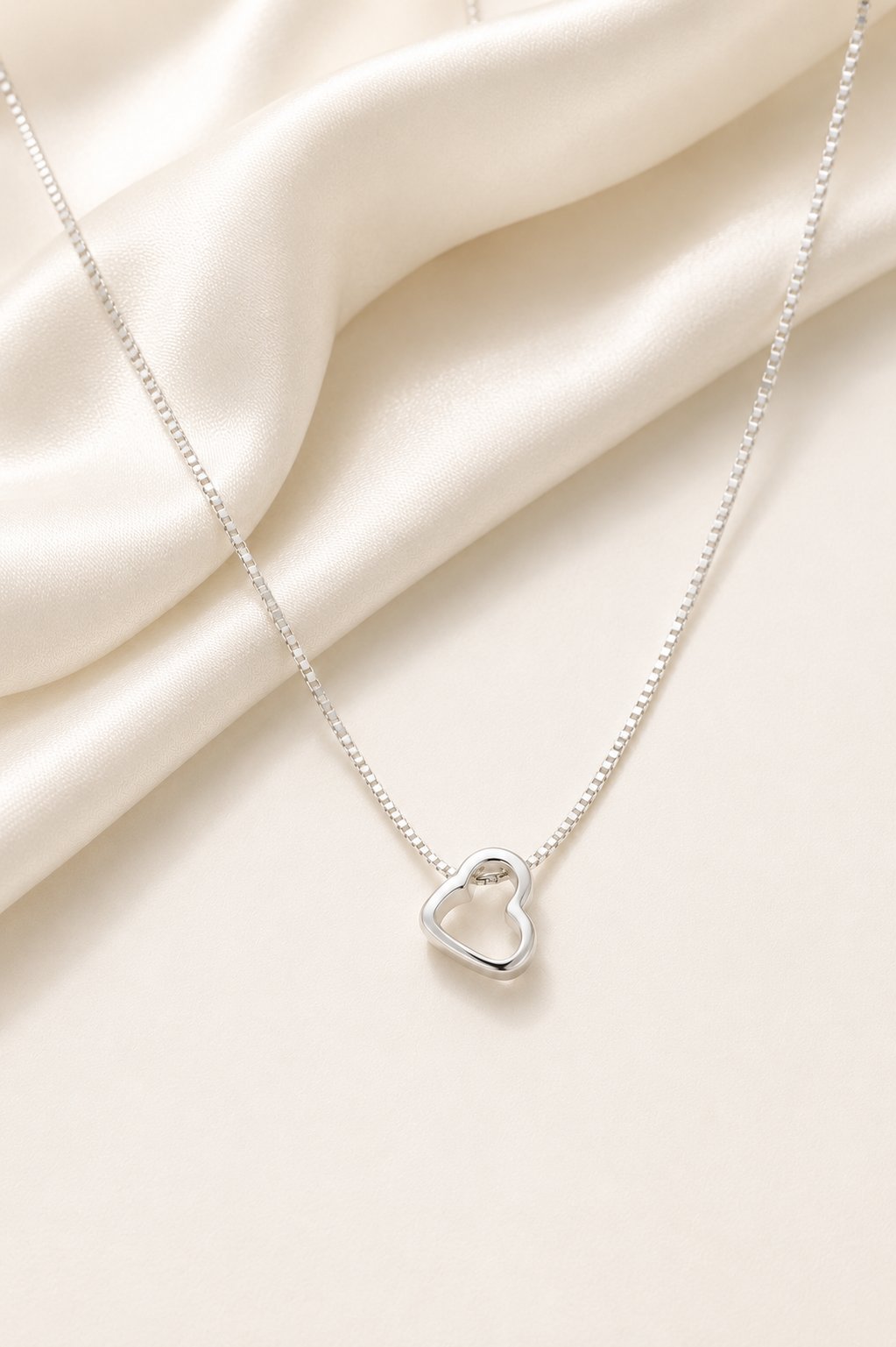 Open Heart Pendant Necklace-925 Sterling Silver