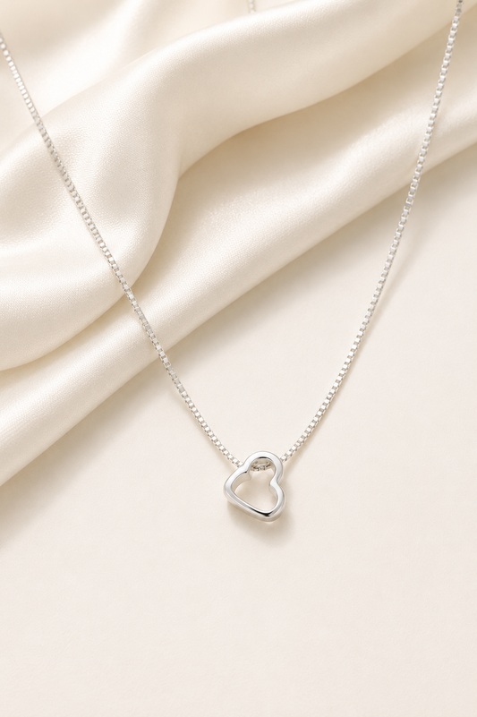 Open Heart Pendant Necklace-925 Sterling Silver