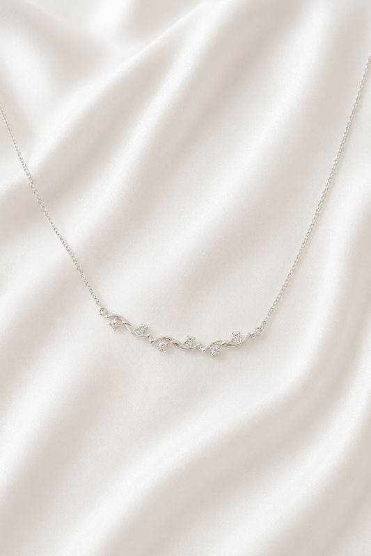 Reeva Crystal Vine Necklace-925 Sterling Silver