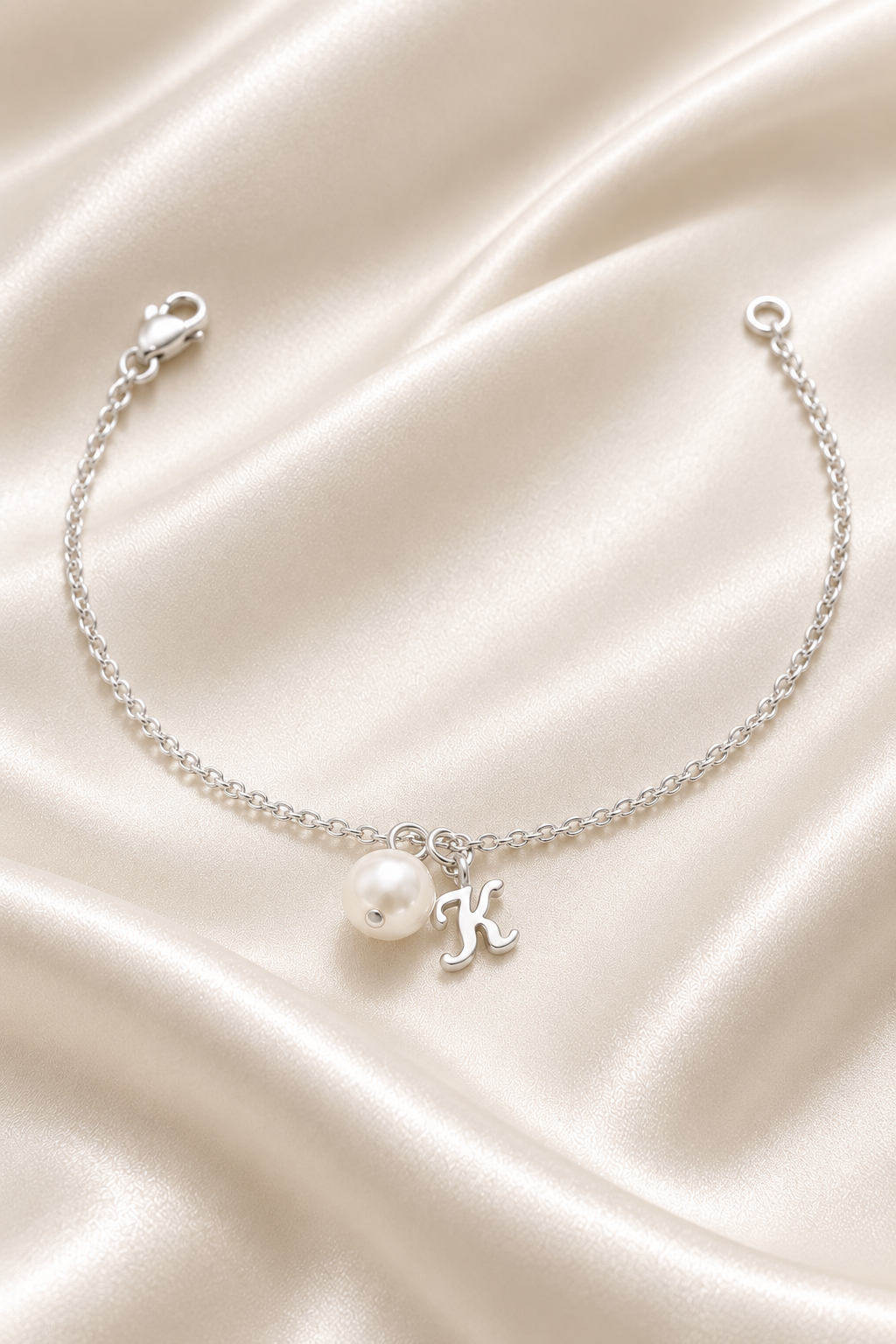 Reeva Personalized Pearl Initial Bracelet – 925 Sterling Silver