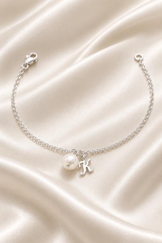 Reeva Personalized Pearl Initial Bracelet – 925 Sterling Silver