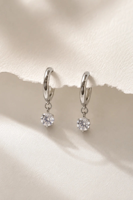 Solitaire Hoop Earrings – 925 Sterling Silver