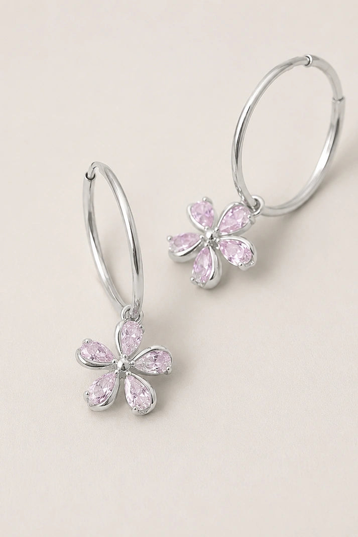 Blush Bloom Hoop Earrings – 925 Sterling Silver