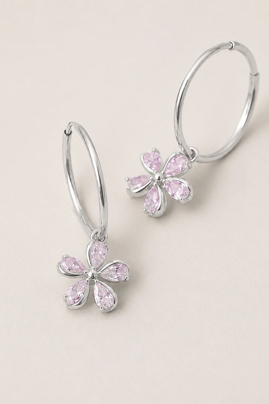 Blush Bloom Hoop Earrings – 925 Sterling Silver