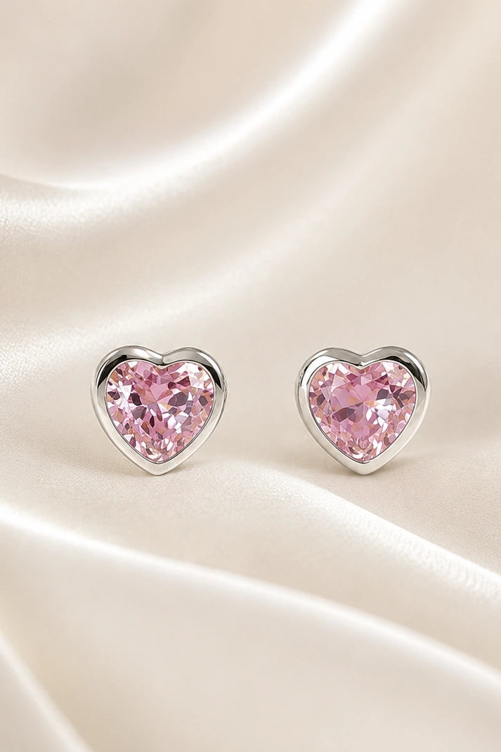 Blush Heart Stud Earrings – 925 Sterling Silver