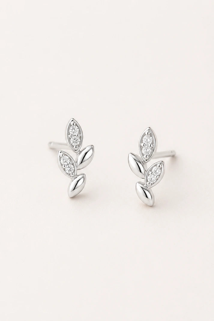 Botanical Glow Leaf Studs – 925 Sterling Silver